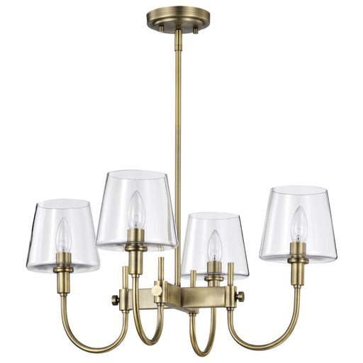 Chandelier Nuvo 60-7885 Brookside 4 Light Chandelier - Vintage Brass Finish - Clear Glass Nuvo