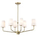 Island Pendant Nuvo 60-7886 Cordello 6 Light Island Pendant - Vintage Brass Finish - Etched White Opal Glass Nuvo