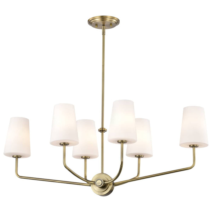 Island Pendant Nuvo 60-7886 Cordello 6 Light Island Pendant - Vintage Brass Finish - Etched White Opal Glass Nuvo