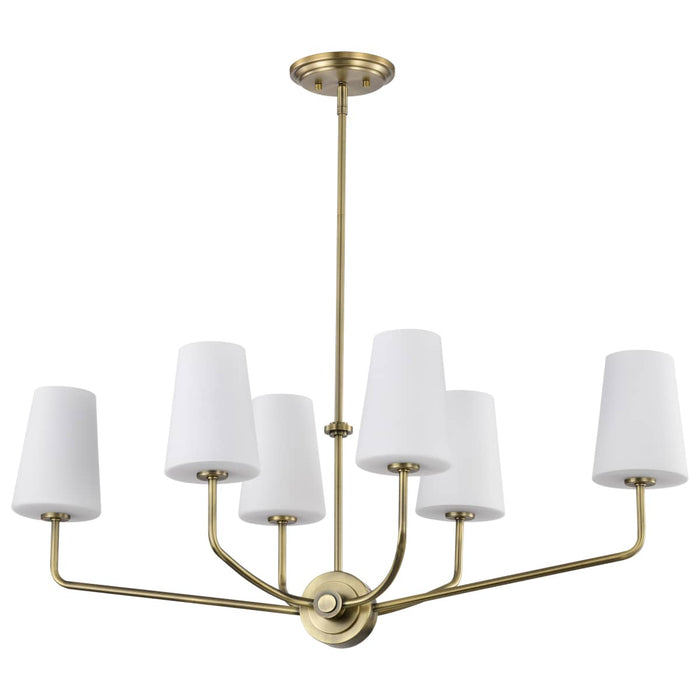Island Pendant Nuvo 60-7886 Cordello 6 Light Island Pendant - Vintage Brass Finish - Etched White Opal Glass Nuvo