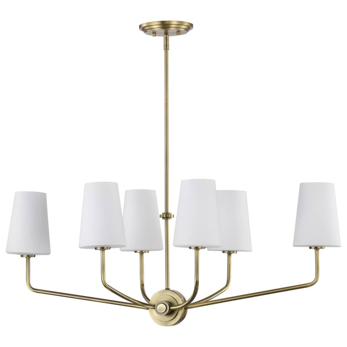 Island Pendant Nuvo 60-7886 Cordello 6 Light Island Pendant - Vintage Brass Finish - Etched White Opal Glass Nuvo
