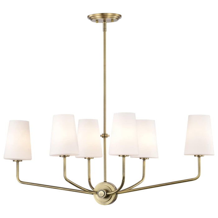 Island Pendant Nuvo 60-7886 Cordello 6 Light Island Pendant - Vintage Brass Finish - Etched White Opal Glass Nuvo