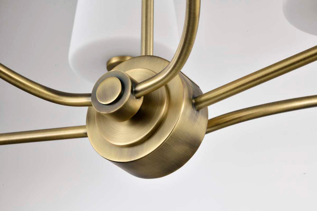 Island Pendant Nuvo 60-7886 Cordello 6 Light Island Pendant - Vintage Brass Finish - Etched White Opal Glass Nuvo