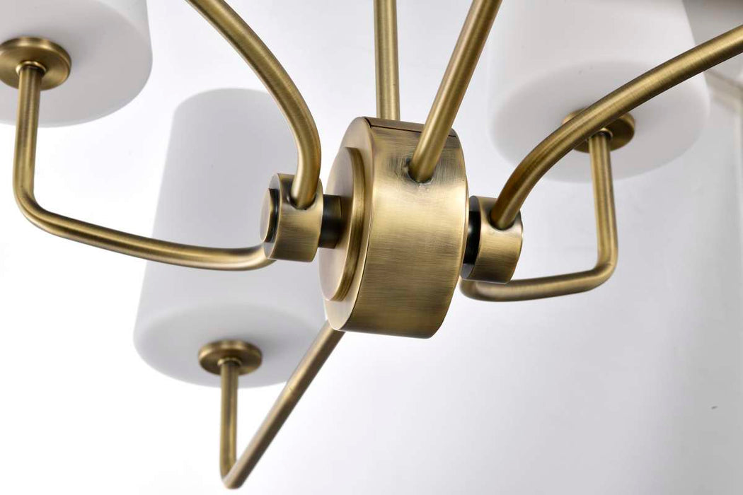 Island Pendant Nuvo 60-7886 Cordello 6 Light Island Pendant - Vintage Brass Finish - Etched White Opal Glass Nuvo