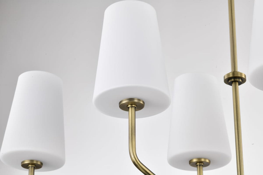 Island Pendant Nuvo 60-7886 Cordello 6 Light Island Pendant - Vintage Brass Finish - Etched White Opal Glass Nuvo