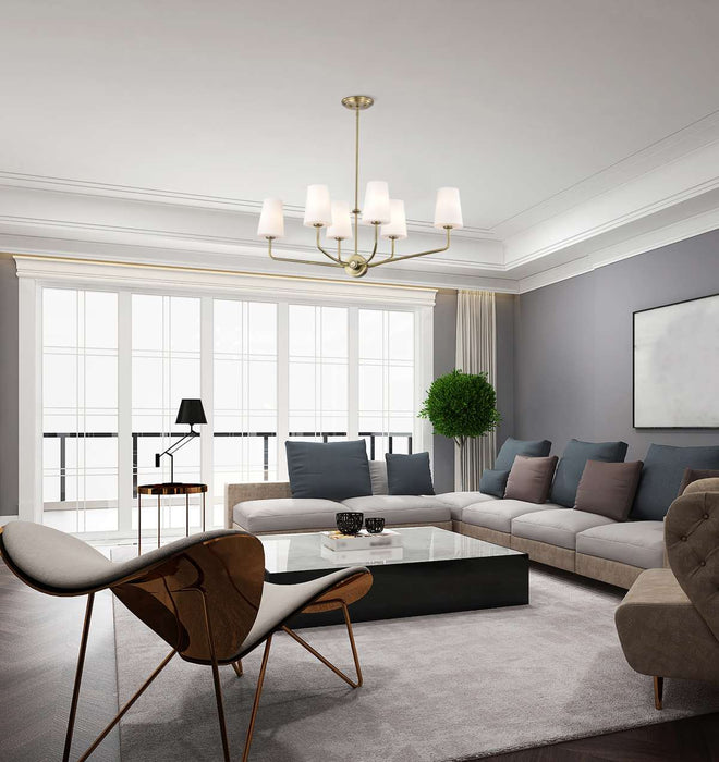 Island Pendant Nuvo 60-7886 Cordello 6 Light Island Pendant - Vintage Brass Finish - Etched White Opal Glass Nuvo