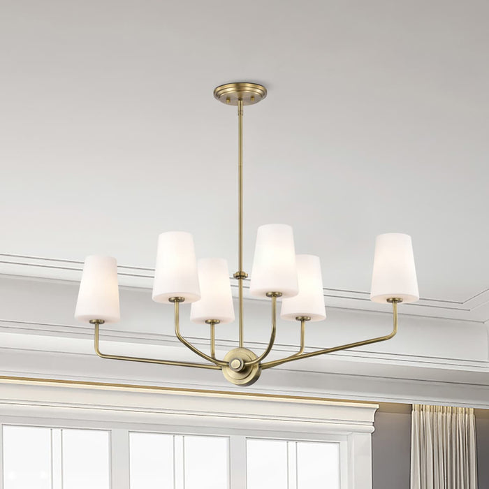 Island Pendant Nuvo 60-7886 Cordello 6 Light Island Pendant - Vintage Brass Finish - Etched White Opal Glass Nuvo