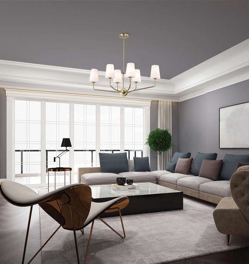 Island Pendant Nuvo 60-7886 Cordello 6 Light Island Pendant - Vintage Brass Finish - Etched White Opal Glass Nuvo