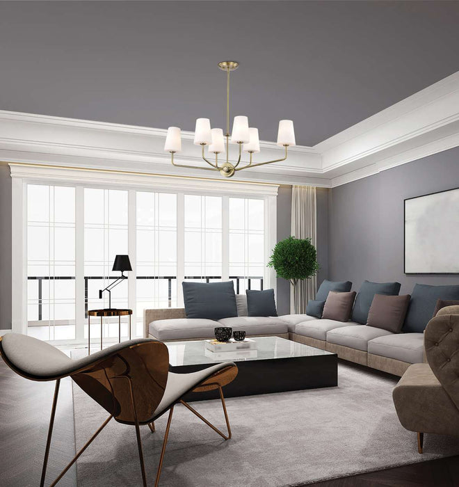 Island Pendant Nuvo 60-7886 Cordello 6 Light Island Pendant - Vintage Brass Finish - Etched White Opal Glass Nuvo