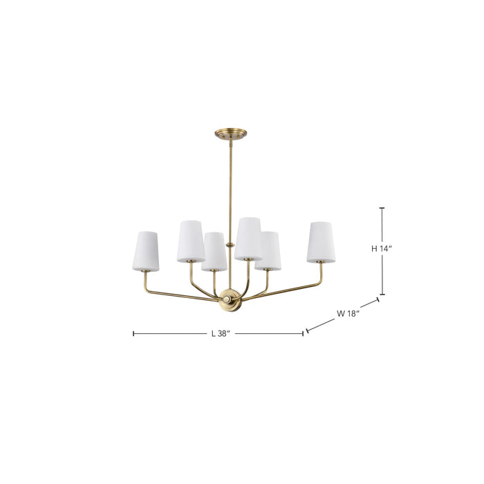 Island Pendant Nuvo 60-7886 Cordello 6 Light Island Pendant - Vintage Brass Finish - Etched White Opal Glass Nuvo