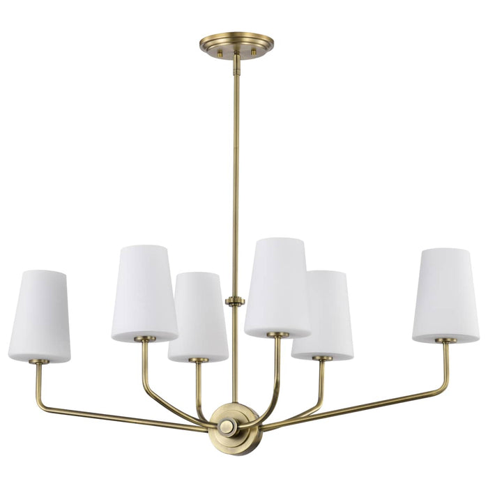 Island Pendant Nuvo 60-7886 Cordello 6 Light Island Pendant - Vintage Brass Finish - Etched White Opal Glass Nuvo