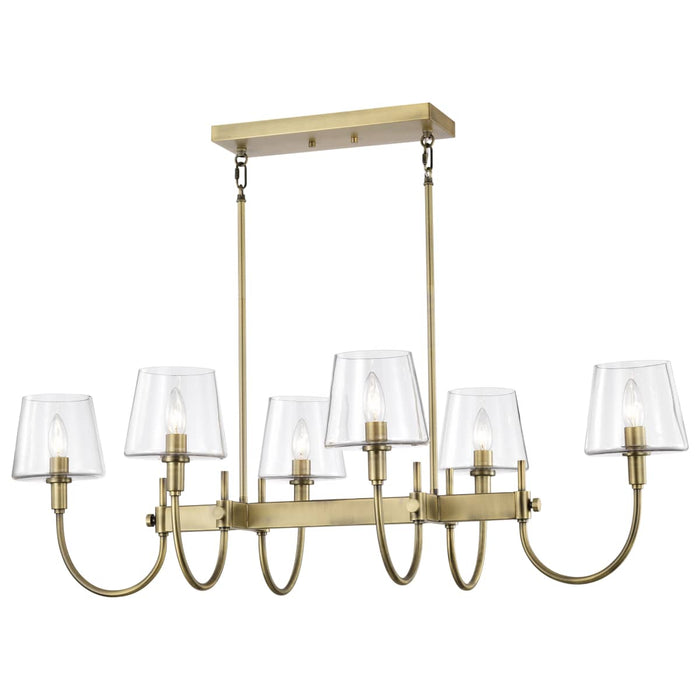 Island Pendant Nuvo 60-7887 Brookside 6 Light Island Pendant - Vintage Brass Finish - Clear Glass Nuvo