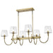Island Pendant Nuvo 60-7887 Brookside 6 Light Island Pendant - Vintage Brass Finish - Clear Glass Nuvo