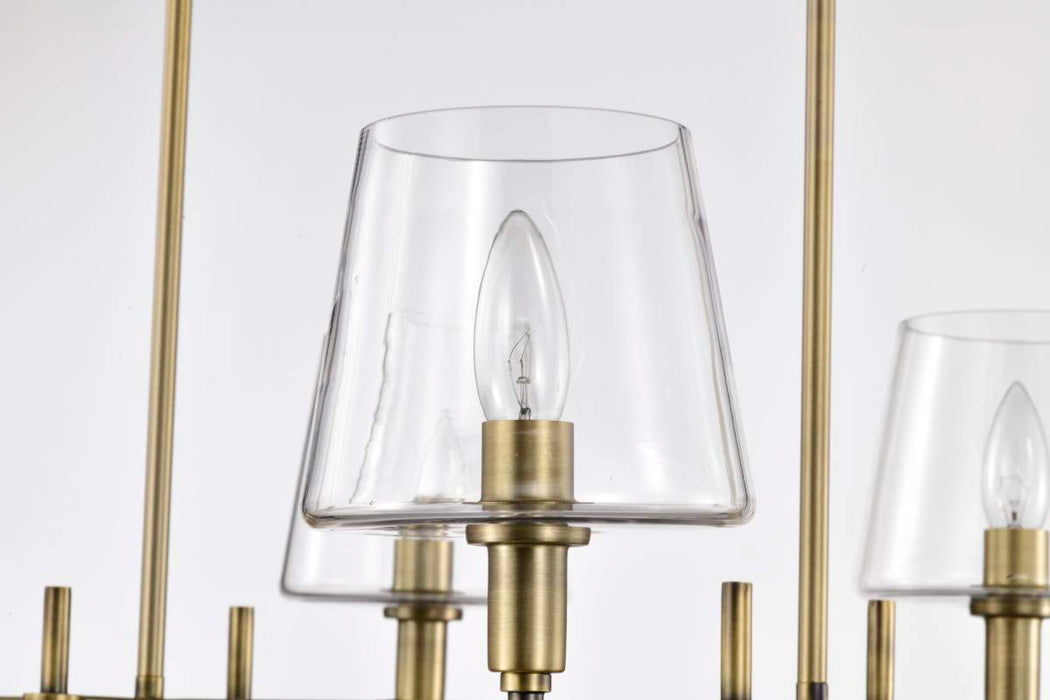 Island Pendant Nuvo 60-7887 Brookside 6 Light Island Pendant - Vintage Brass Finish - Clear Glass Nuvo
