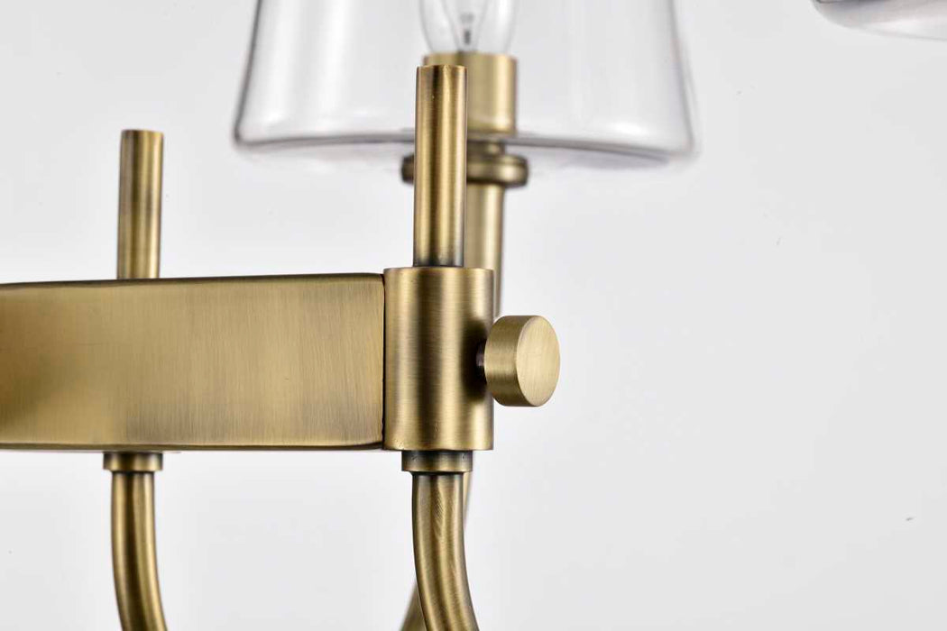 Island Pendant Nuvo 60-7887 Brookside 6 Light Island Pendant - Vintage Brass Finish - Clear Glass Nuvo
