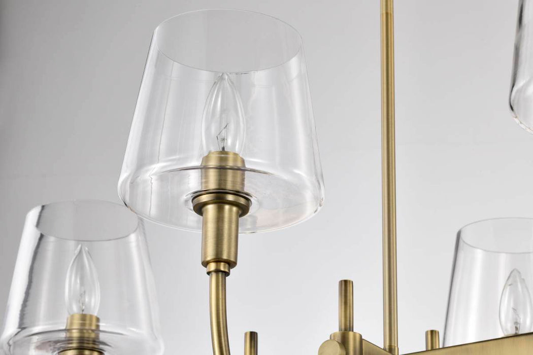 Island Pendant Nuvo 60-7887 Brookside 6 Light Island Pendant - Vintage Brass Finish - Clear Glass Nuvo