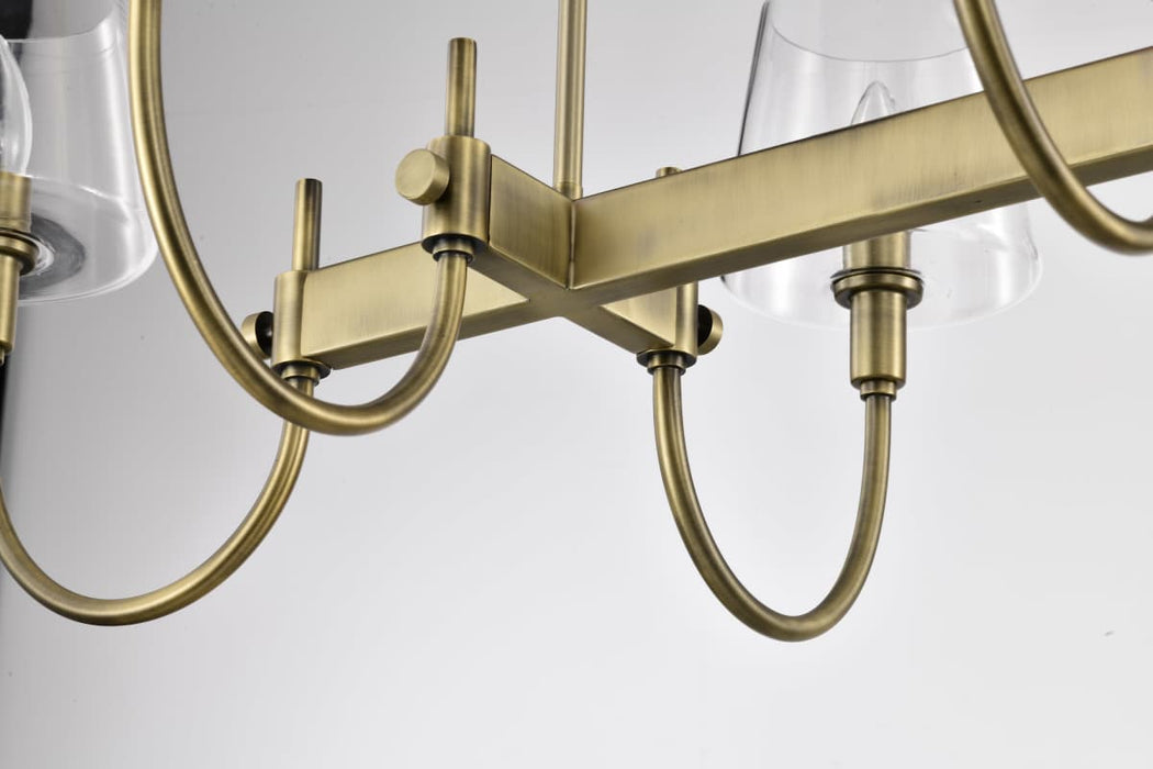 Island Pendant Nuvo 60-7887 Brookside 6 Light Island Pendant - Vintage Brass Finish - Clear Glass Nuvo