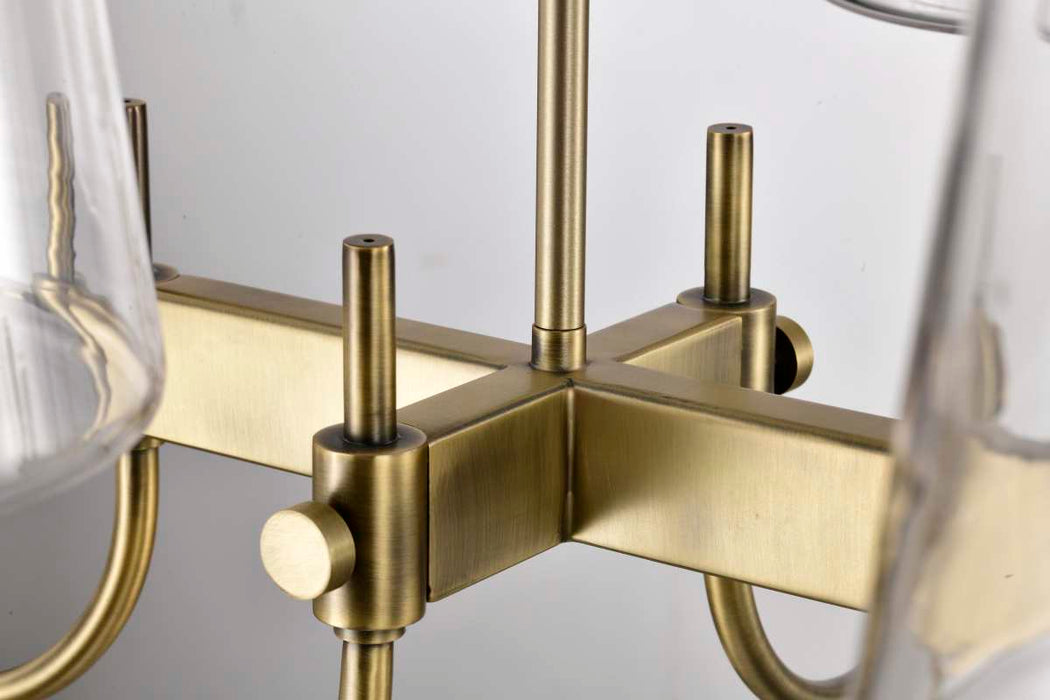 Island Pendant Nuvo 60-7887 Brookside 6 Light Island Pendant - Vintage Brass Finish - Clear Glass Nuvo