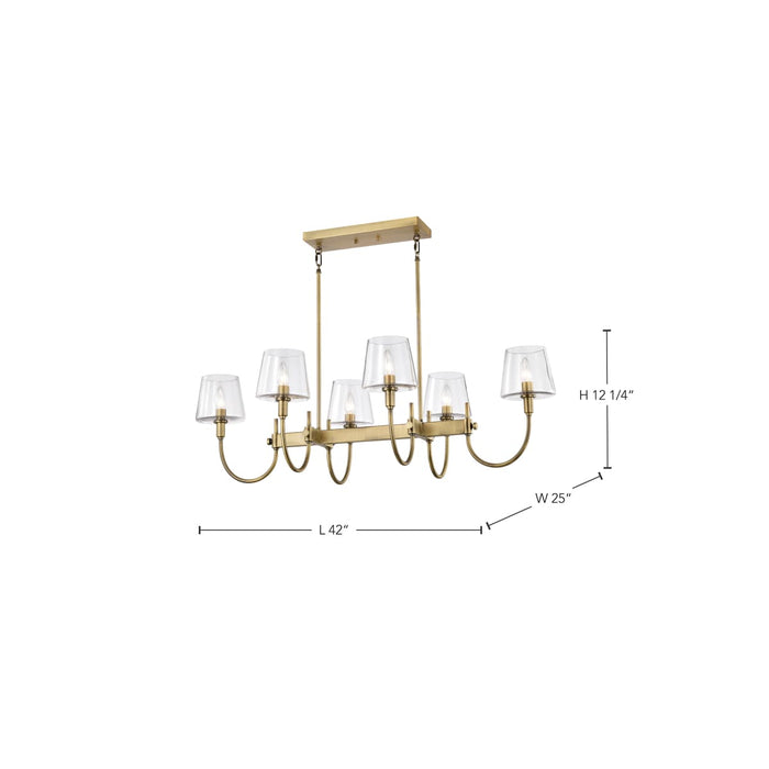 Island Pendant Nuvo 60-7887 Brookside 6 Light Island Pendant - Vintage Brass Finish - Clear Glass Nuvo