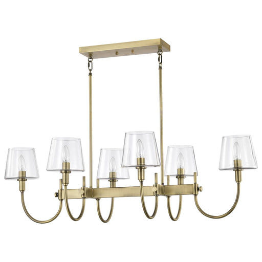 Island Pendant Nuvo 60-7887 Brookside 6 Light Island Pendant - Vintage Brass Finish - Clear Glass Nuvo