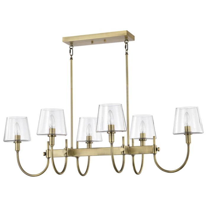 Island Pendant Nuvo 60-7887 Brookside 6 Light Island Pendant - Vintage Brass Finish - Clear Glass Nuvo