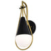 Wall Sconce Nuvo 60-7901 Admiral 1 Light Wall Sconce - Matte Black and Natural Brass Finish - White Opal Glass Nuvo