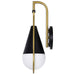 Wall Sconce Nuvo 60-7901 Admiral 1 Light Wall Sconce - Matte Black and Natural Brass Finish - White Opal Glass Nuvo