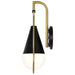 Wall Sconce Nuvo 60-7901 Admiral 1 Light Wall Sconce - Matte Black and Natural Brass Finish - White Opal Glass Nuvo