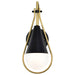 Wall Sconce Nuvo 60-7901 Admiral 1 Light Wall Sconce - Matte Black and Natural Brass Finish - White Opal Glass Nuvo