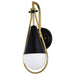 Wall Sconce Nuvo 60-7901 Admiral 1 Light Wall Sconce - Matte Black and Natural Brass Finish - White Opal Glass Nuvo