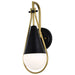 Wall Sconce Nuvo 60-7901 Admiral 1 Light Wall Sconce - Matte Black and Natural Brass Finish - White Opal Glass Nuvo