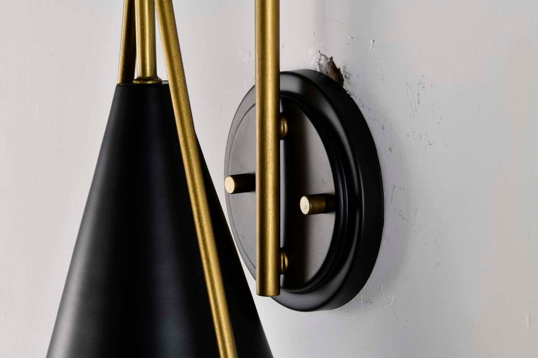 Wall Sconce Nuvo 60-7901 Admiral 1 Light Wall Sconce - Matte Black and Natural Brass Finish - White Opal Glass Nuvo