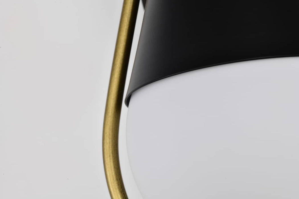 Wall Sconce Nuvo 60-7901 Admiral 1 Light Wall Sconce - Matte Black and Natural Brass Finish - White Opal Glass Nuvo