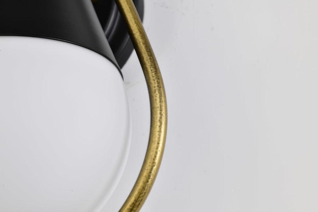 Wall Sconce Nuvo 60-7901 Admiral 1 Light Wall Sconce - Matte Black and Natural Brass Finish - White Opal Glass Nuvo