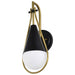 Wall Sconce Nuvo 60-7901 Admiral 1 Light Wall Sconce - Matte Black and Natural Brass Finish - White Opal Glass Nuvo
