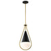 Pendant Nuvo 60-7902 Admiral 1 Light Pendant - 6 Inches - Matte Black and Natural Brass Finish - White Opal Glass Nuvo