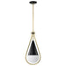 Pendant Nuvo 60-7902 Admiral 1 Light Pendant - 6 Inches - Matte Black and Natural Brass Finish - White Opal Glass Nuvo