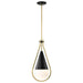Pendant Nuvo 60-7902 Admiral 1 Light Pendant - 6 Inches - Matte Black and Natural Brass Finish - White Opal Glass Nuvo