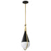 Pendant Nuvo 60-7902 Admiral 1 Light Pendant - 6 Inches - Matte Black and Natural Brass Finish - White Opal Glass Nuvo