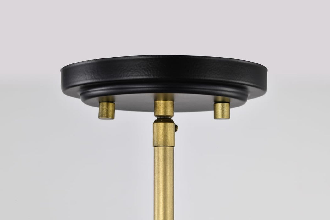 Pendant Nuvo 60-7902 Admiral 1 Light Pendant - 6 Inches - Matte Black and Natural Brass Finish - White Opal Glass Nuvo