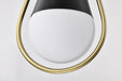 Pendant Nuvo 60-7902 Admiral 1 Light Pendant - 6 Inches - Matte Black and Natural Brass Finish - White Opal Glass Nuvo