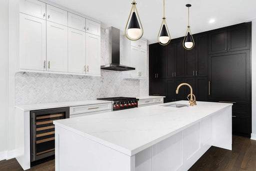 Pendant Nuvo 60-7902 Admiral 1 Light Pendant - 6 Inches - Matte Black and Natural Brass Finish - White Opal Glass Nuvo