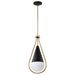 Pendant Nuvo 60-7902 Admiral 1 Light Pendant - 6 Inches - Matte Black and Natural Brass Finish - White Opal Glass Nuvo