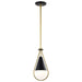 Pendant Nuvo 60-7903 Admiral 1 Light Pendant - 10 Inches - Matte Black and Natural Brass Finish - White Opal Glass Nuvo