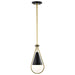 Pendant Nuvo 60-7903 Admiral 1 Light Pendant - 10 Inches - Matte Black and Natural Brass Finish - White Opal Glass Nuvo