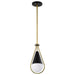 Pendant Nuvo 60-7903 Admiral 1 Light Pendant - 10 Inches - Matte Black and Natural Brass Finish - White Opal Glass Nuvo