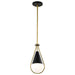 Pendant Nuvo 60-7903 Admiral 1 Light Pendant - 10 Inches - Matte Black and Natural Brass Finish - White Opal Glass Nuvo