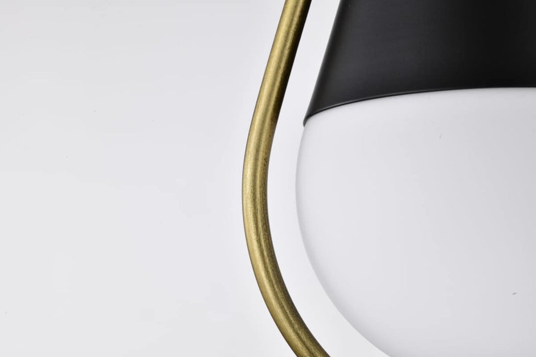 Pendant Nuvo 60-7903 Admiral 1 Light Pendant - 10 Inches - Matte Black and Natural Brass Finish - White Opal Glass Nuvo