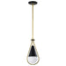 Pendant Nuvo 60-7903 Admiral 1 Light Pendant - 10 Inches - Matte Black and Natural Brass Finish - White Opal Glass Nuvo