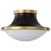 Flush Mount Nuvo 60-7905 Lafayette 1 Light Flush Mount Fixture - 14 Inches - Matte Black Finish with Natural Brass Accents and White Opal Glass Nuvo